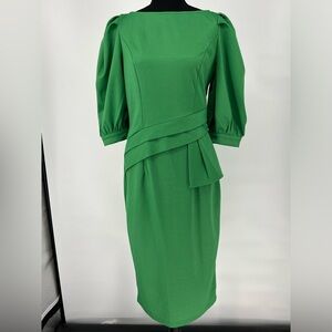 STYLEWE GREEN DRESS 3/4 PUFF SLEEVES